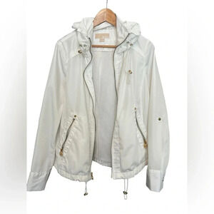 Michael Kors White Windbreaker Lightweight Jacket Gold Hardware Size Medium